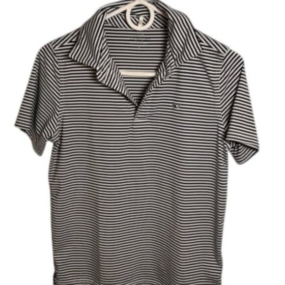 Vineyard Vines Tops - Vineyard Vines Sankaty Stripe Polo Navy White Performance Golf Shirt Stretch Lrg